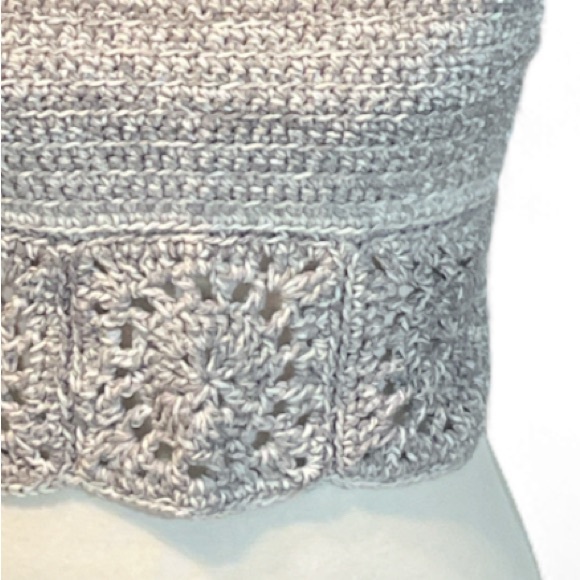 Handmade Grey Halter Top with Flower Design Crocheted Festival Tankini - Picture 7 of 7